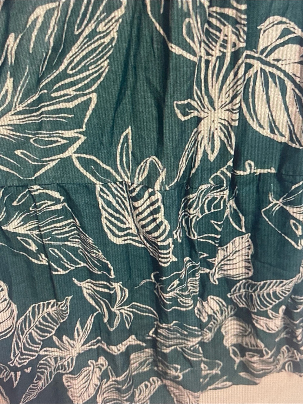 Polagram Teal Maxi Dress with White Leaf Motif - Picture 4 of 5